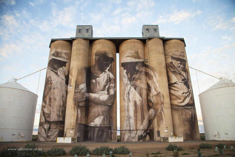 The silos at Brim, painted by Guido van Helden.