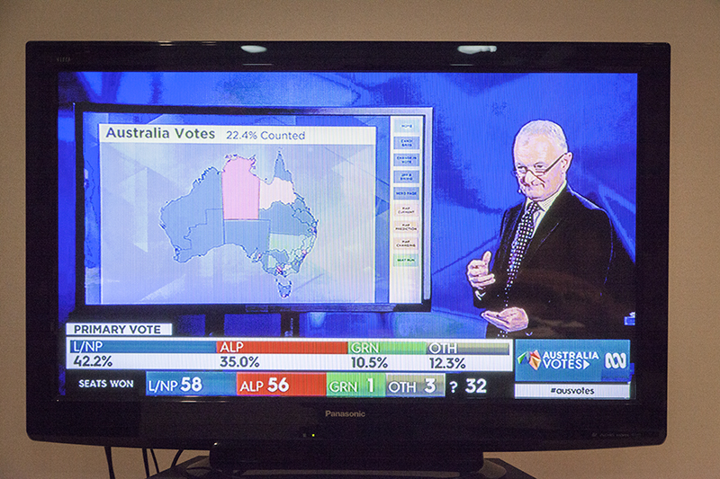 Antony Green providing election analysis on ABC Television during the ABC's live election coverage.