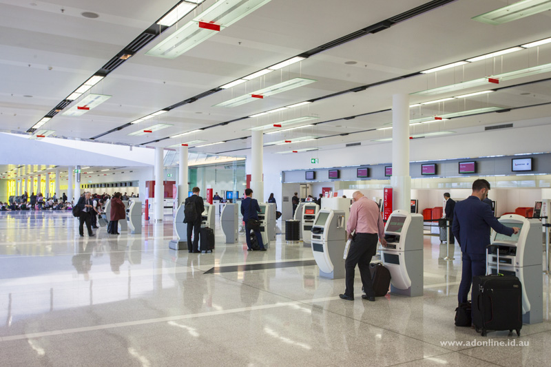Qantas check-in terminals.