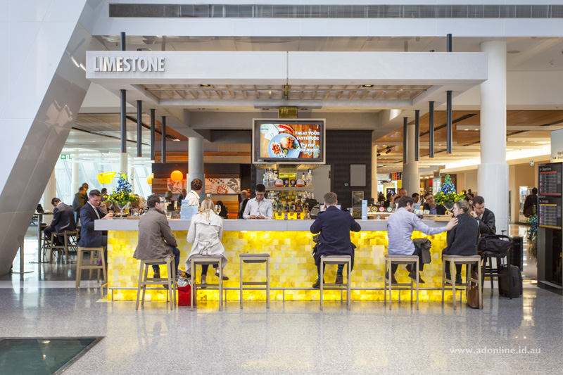 Limestone: One of the bars at Canberra Airport.