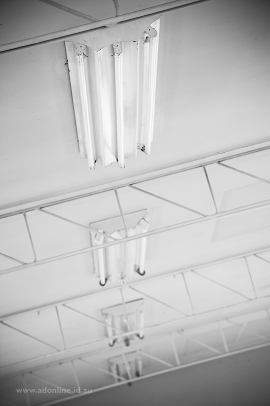 Fluorescent lights on ceiling